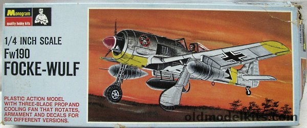 Monogram 1/48 Focke-Wulf FW-190 - A-8/R-3 - A-7/R2 - A7/R3 - A-5/U8 - A-8/R1 - A-5/U3 Tropical - Blue Box Issue, PA107-100 plastic model kit